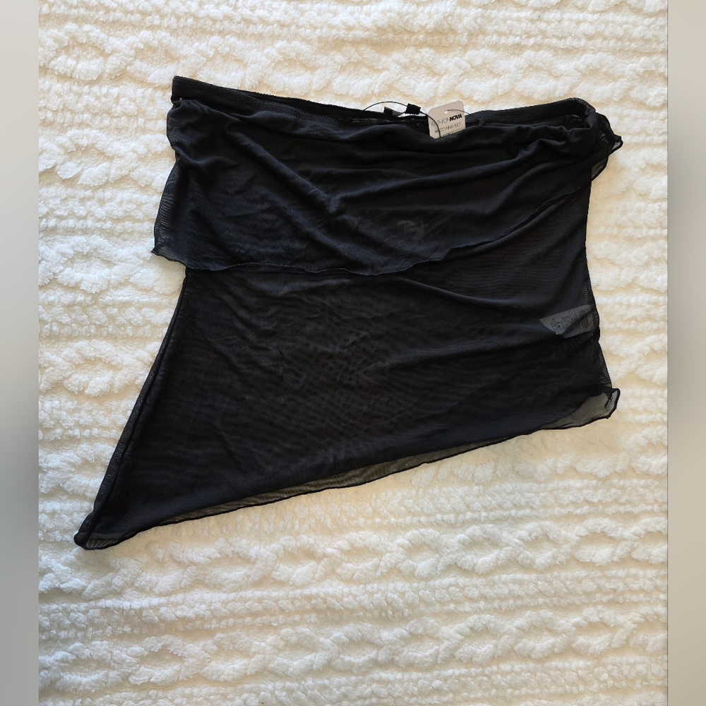 Fashion Nova Mesh Micro Mini Set Top Only XL Black NWT